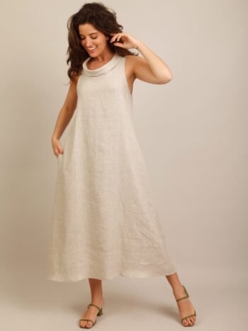 Vestido linho gola Veneza